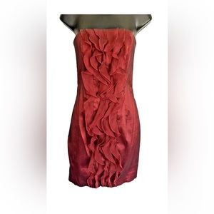 JESSICA MCCLINTOCK  Burgundy/Maroon Ruffled Front Strapless Dress Size 10